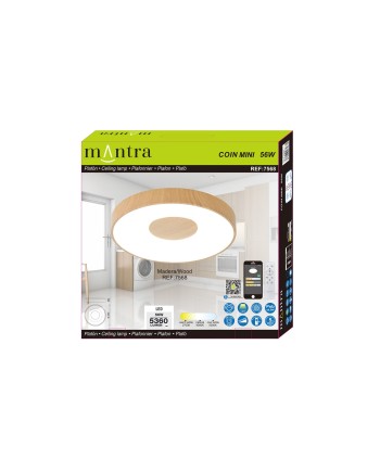 COIN * PLAFÓN REDONDO LED 56W - 2700-5000K - CON MANDO - MADERA